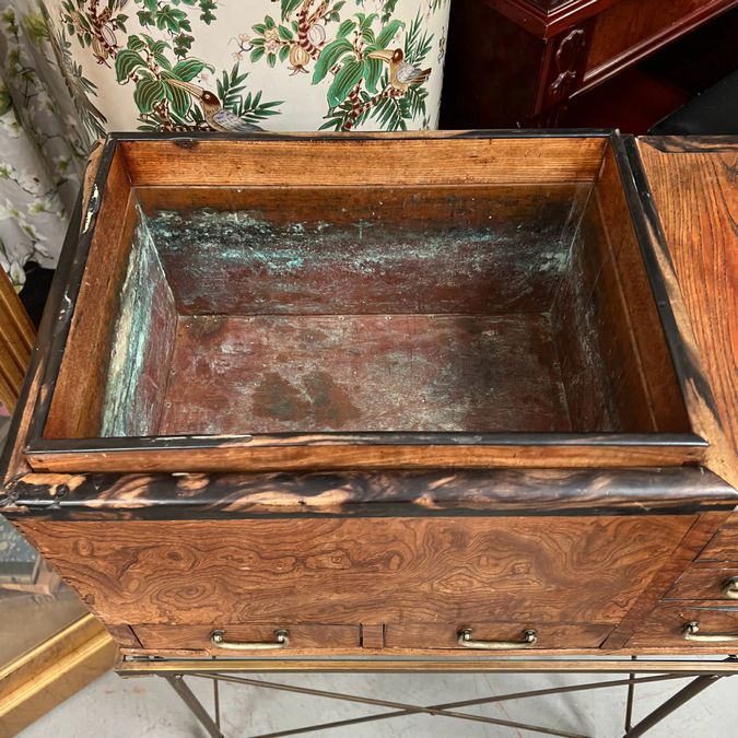 Antique Japanese Burled Walnut Keyaki Hibachi 29x16x17.5