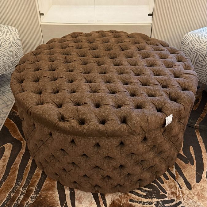 Custom Tufted Drum Ottoman 36x36x18
