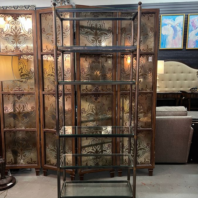 Transitional Brass & Pewter Etagere 39x12x79 FINAL SALE
