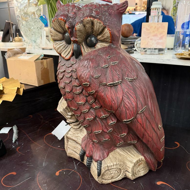 Large MCM Chalkware Owl Figurine 21.5"H