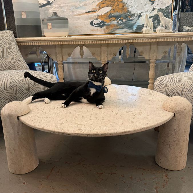 Travertine Postmodern Coffee Table NEW 38x38x13.5