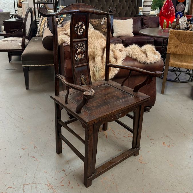 19th C. Chinese High Yoke Back Chair 23x26x46