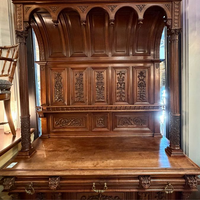 Antique Walnut Hooded Henri II French Buffet 58x23x93