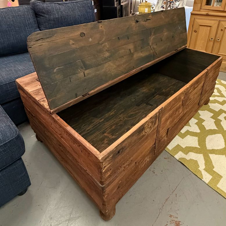 XL 2-Sided Primitive Wood Trunk 60x36x22.5
