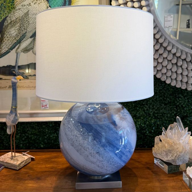 PAIR Blue Neptune Lamps 24"H
