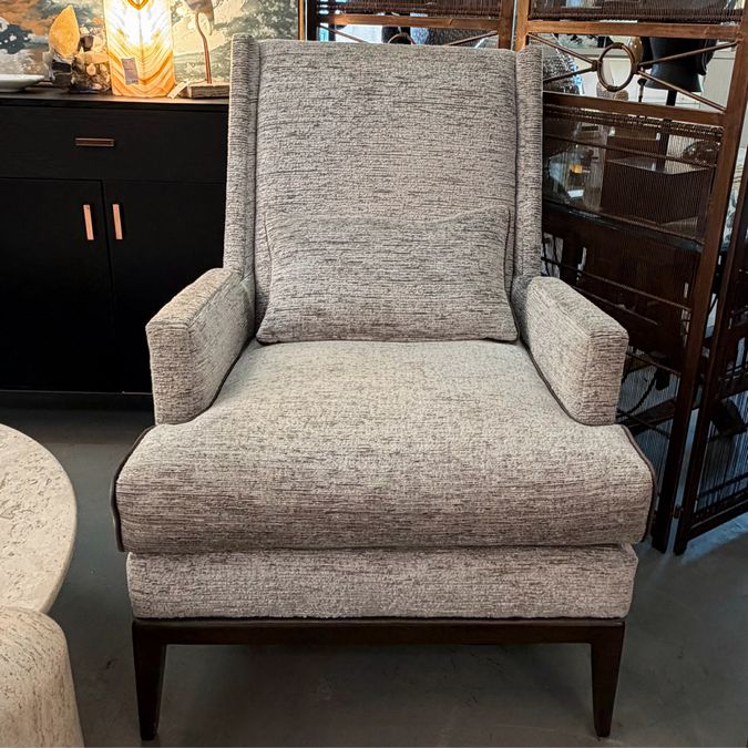 Custom Ambella Cooper Velvet Wingback Chair & Ottoman