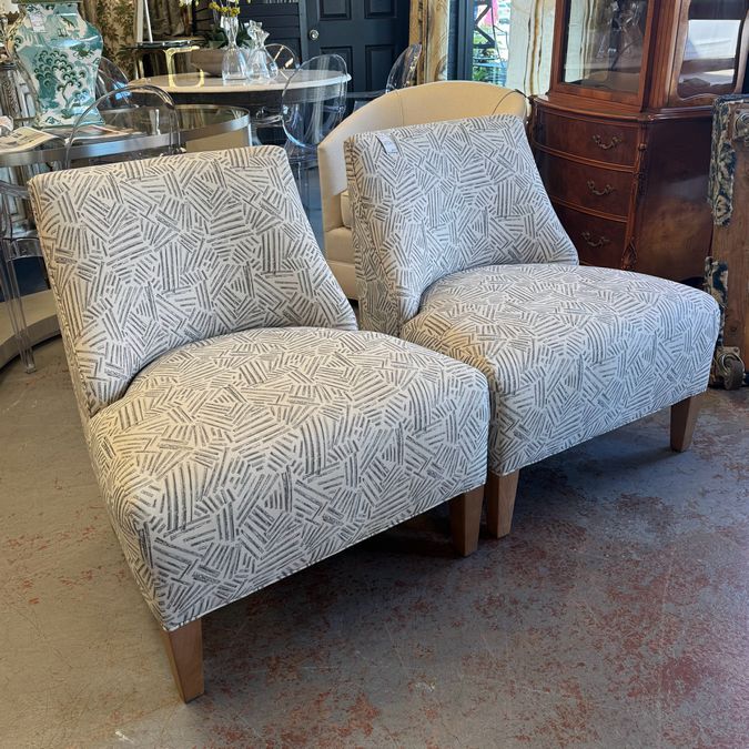 PAIR Mitchel Gold Geometric Slipper Chairs 29x29x31.5