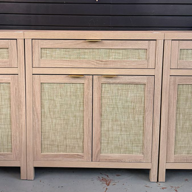Rattan & Wood 2-Dr/1-Drw Credenza 30x14x34 (3 Avail)