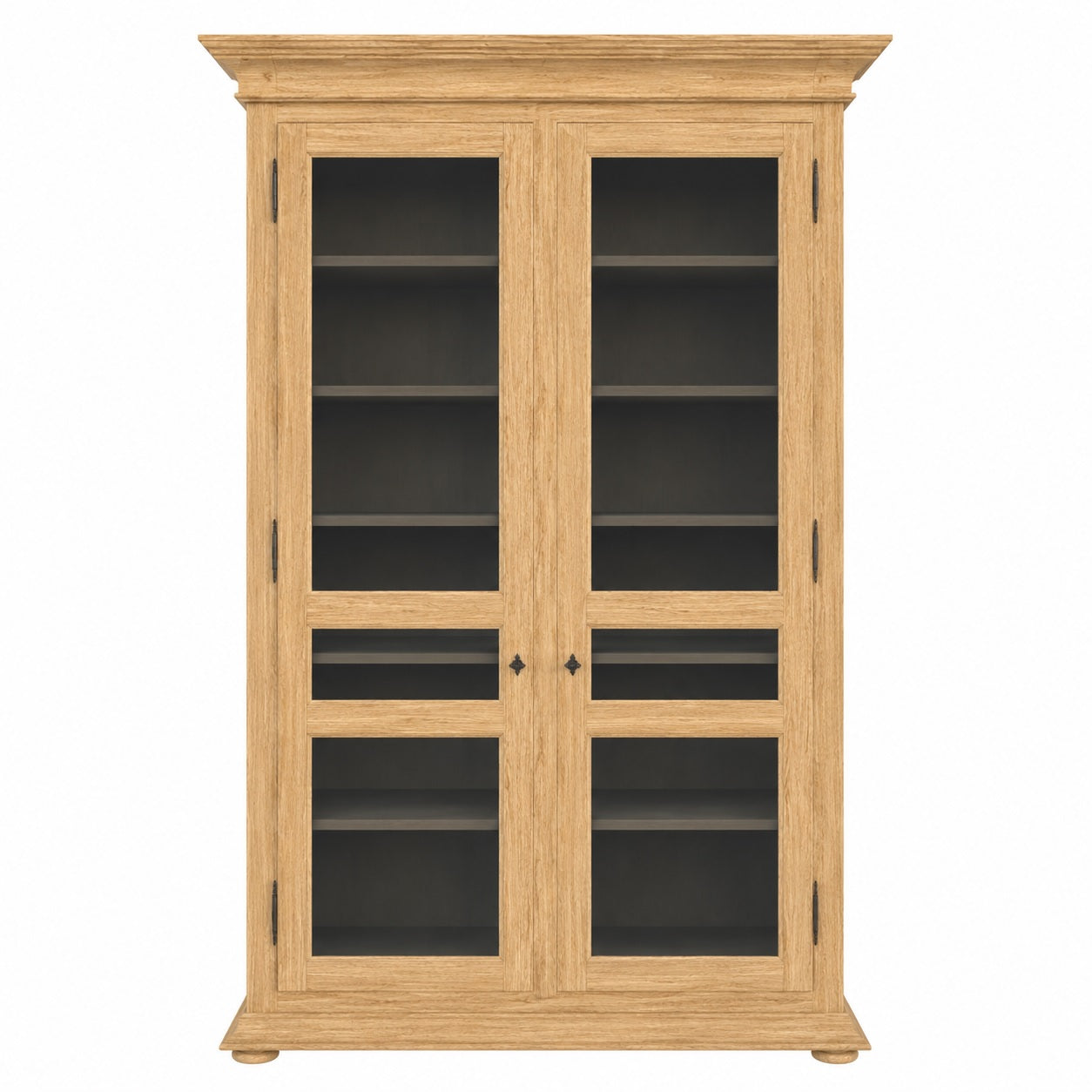 TALL Cream Finish 2-Dr Display Cabinet W/Grey Interior Shelving 76x21x125