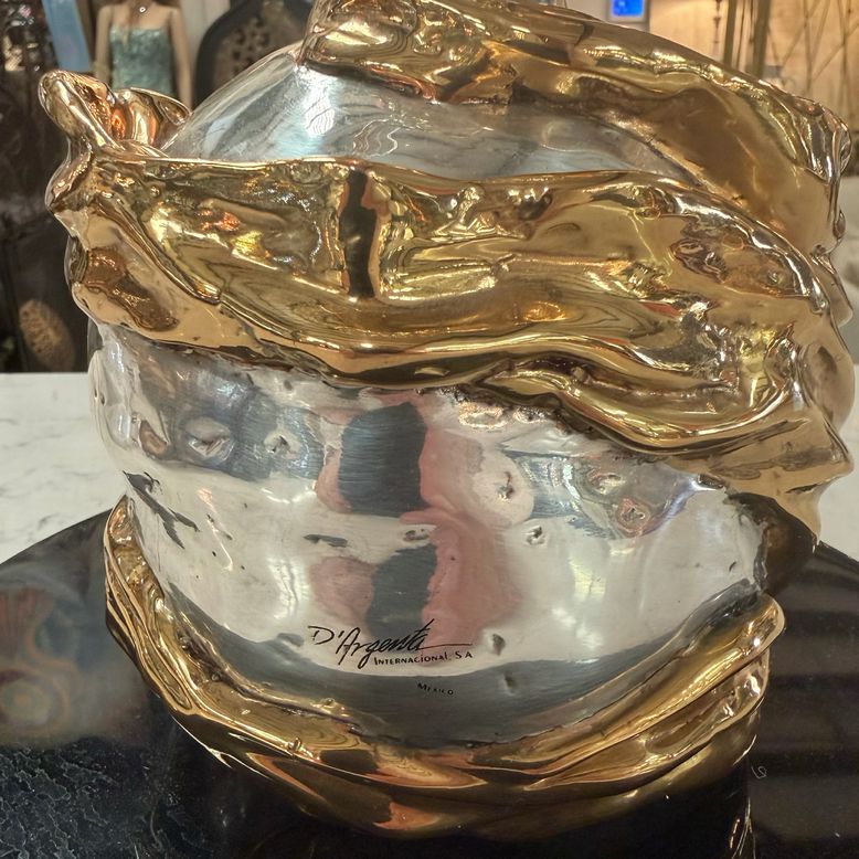 D'Argenta Mistery Dancing Woman 24K Gold/Silver Sculpture Oshra Michan 27.5"H
