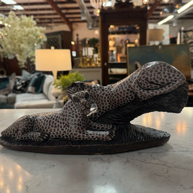 Leopards Shona Stone Carving 12.5"Lx5x5"Wx5"H