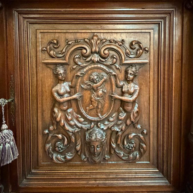 Antique Walnut Hooded Henri II French Buffet 58x23x93