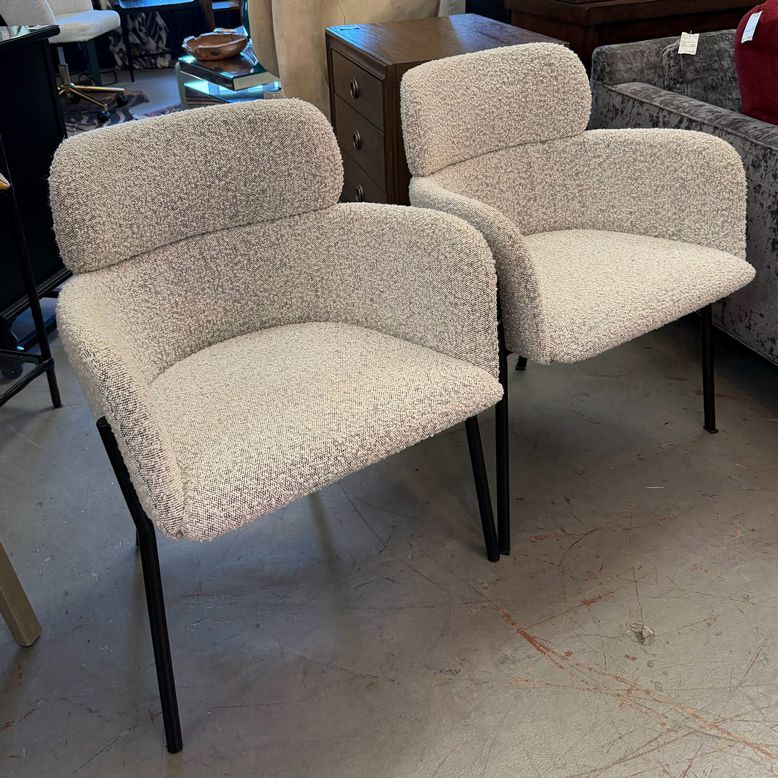 SET/2 CB2 Azalea Black & White Boucle Accent Chairs 24x22x31