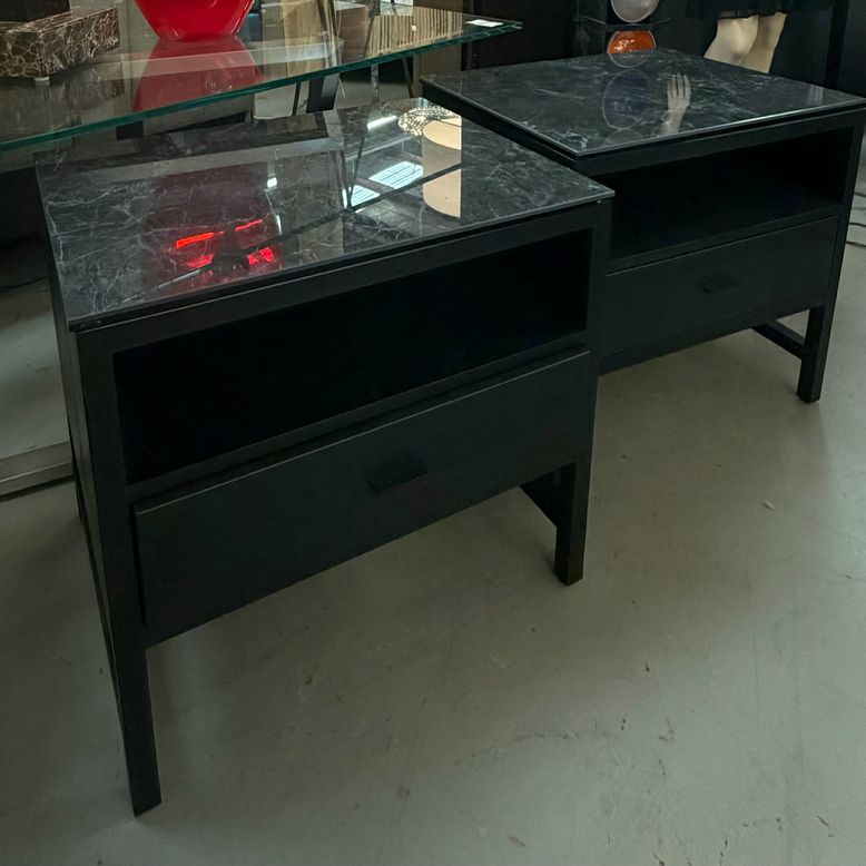 PAIR Room & Board Berkeley Charcoal Nightstands w/Ceramic Tops 26x20x25.5