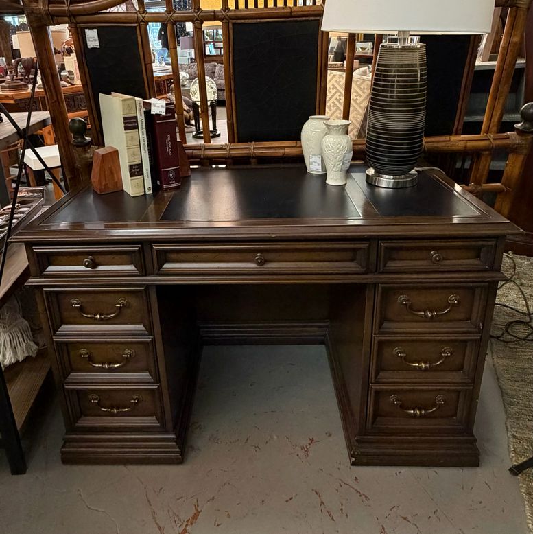 Vintage Sligh Leather-Top Desk 48x24x30