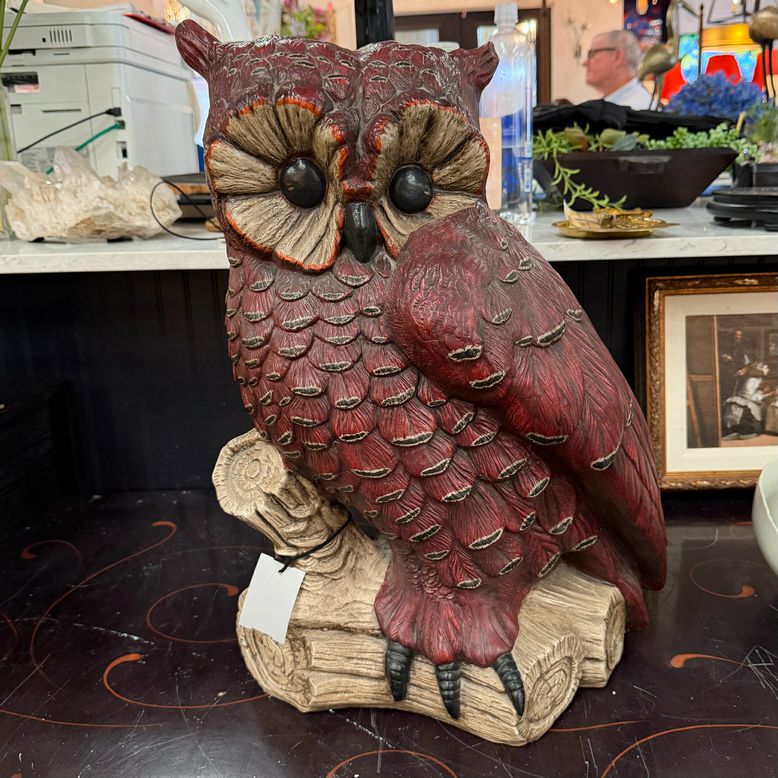 Large MCM Chalkware Owl Figurine 21.5"H