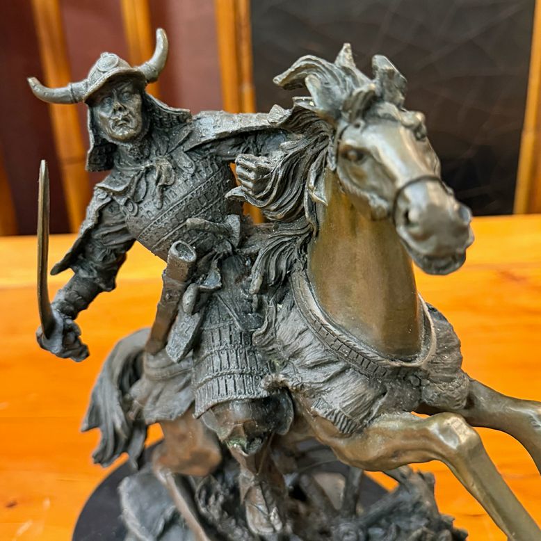 Large Bronze Kamiko Asian Warrior Sculpture 10.5x5x11