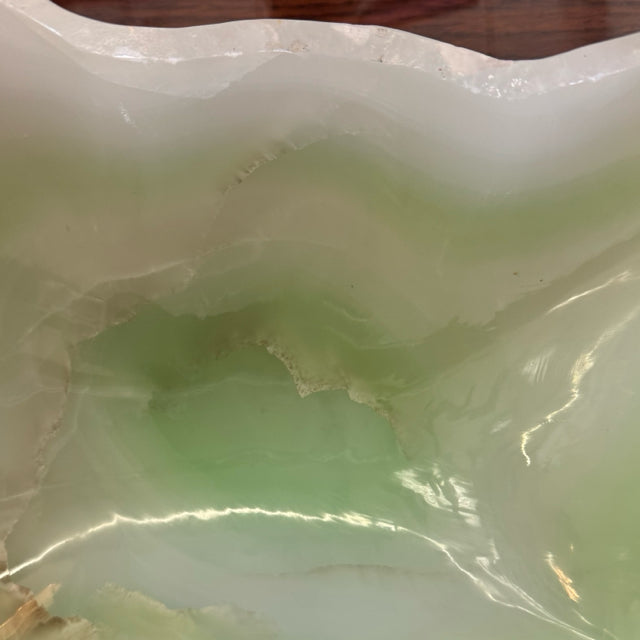 Lg Curvy Green Onxy Bowl 22x14.5