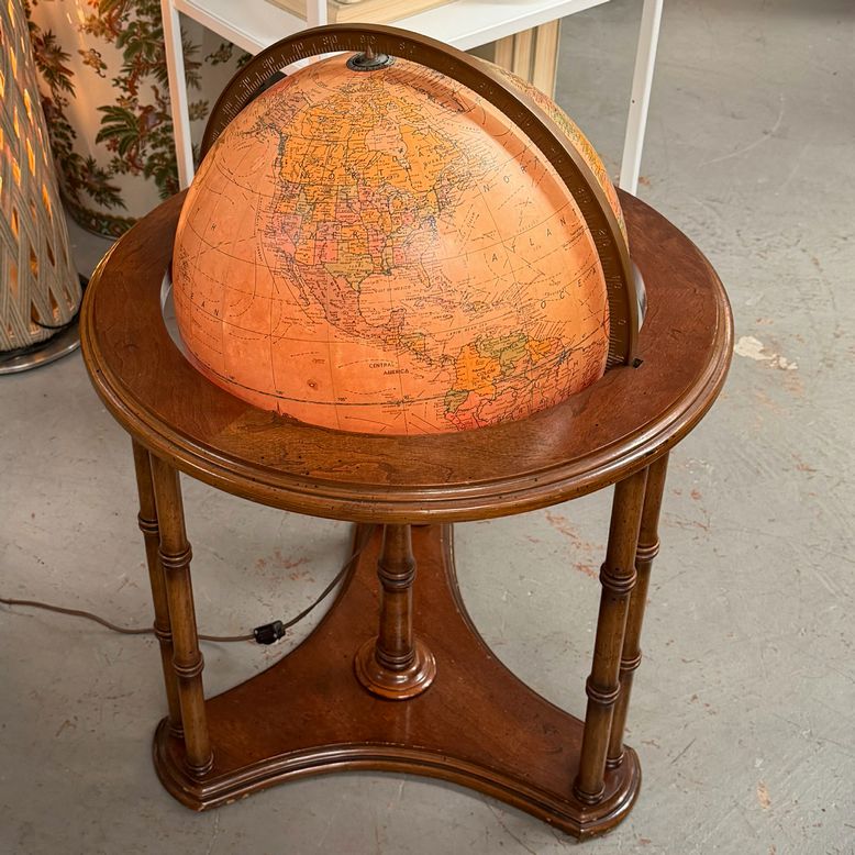 Vintage Replogle 16" Lighted Globe on Library Stand 22x22x30
