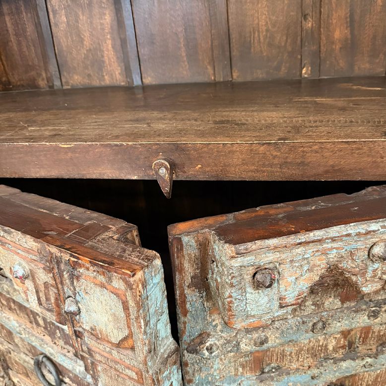 Antique Door Cabinet W/Reclaimed Wood Shelving 52X18X82