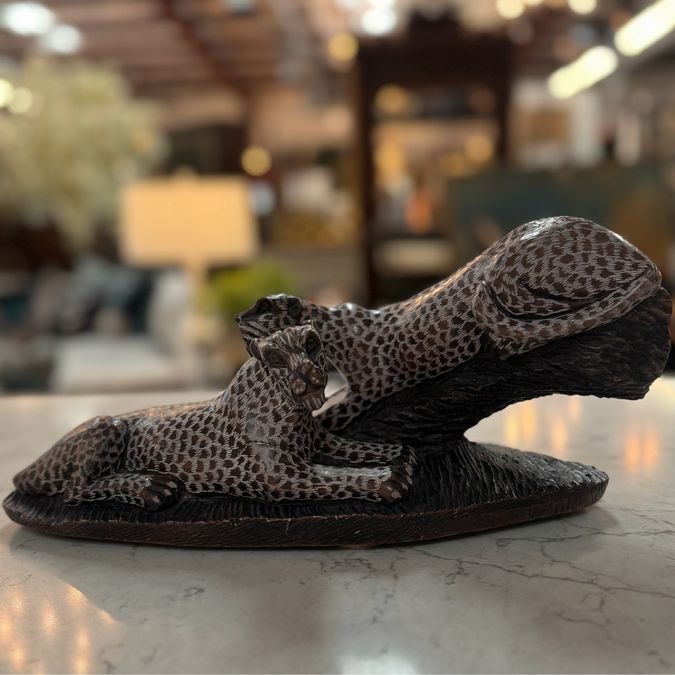 Leopards Shona Stone Carving 12.5"Lx5x5"Wx5"H