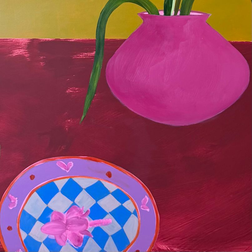 "What's New" by Dawn Beckles Acrylic on Wood 47.2x47.2