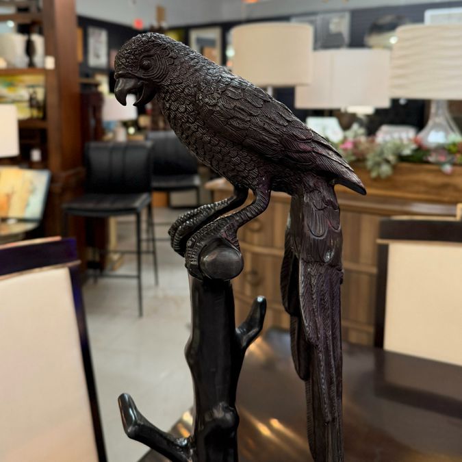 Mid Century French Kulang Bronze Macaw Bird Sculpture 24"H