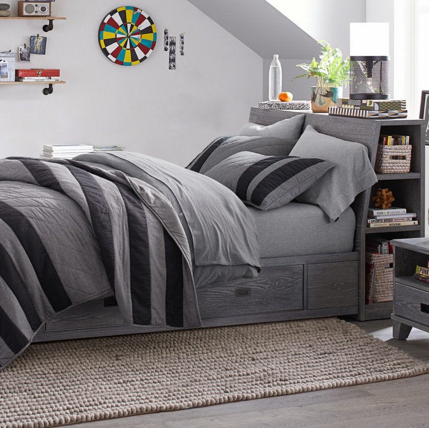 Pottery Barn Full Smoked Charcoal Findley Storage Bed W/SRs SLs