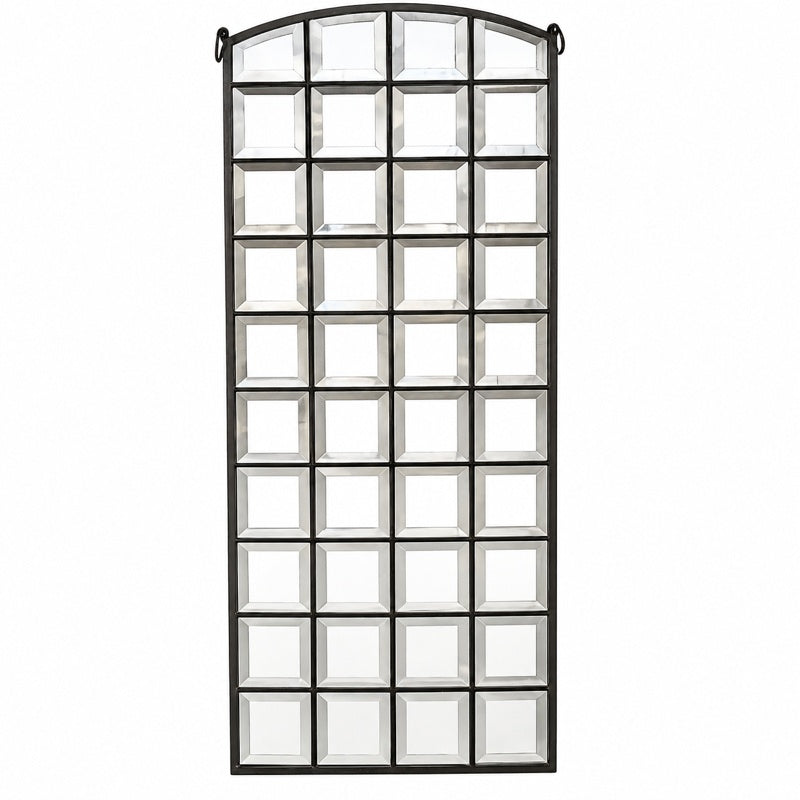 Vintage French Leaded Glass Beveled Wall Decor 16.5x42