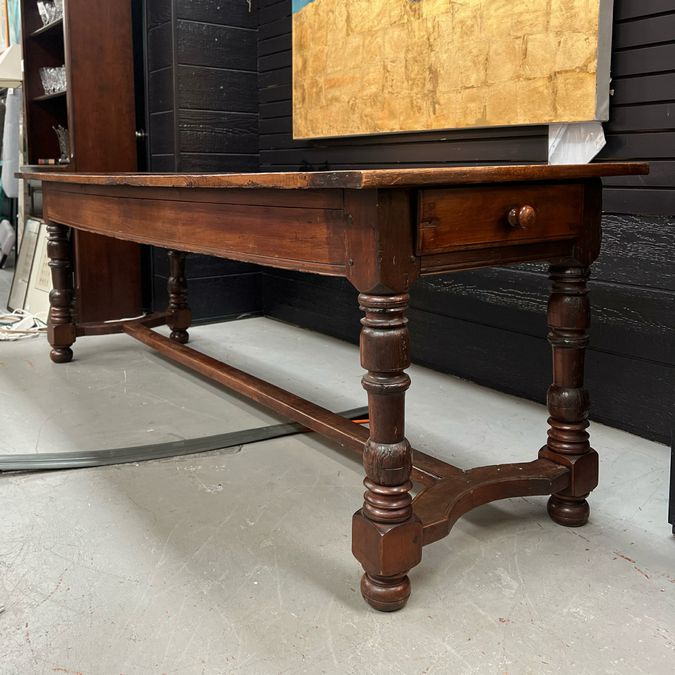 Antique French Pezenas Refectory Table W/Two Drawers 80"x30Dx30H