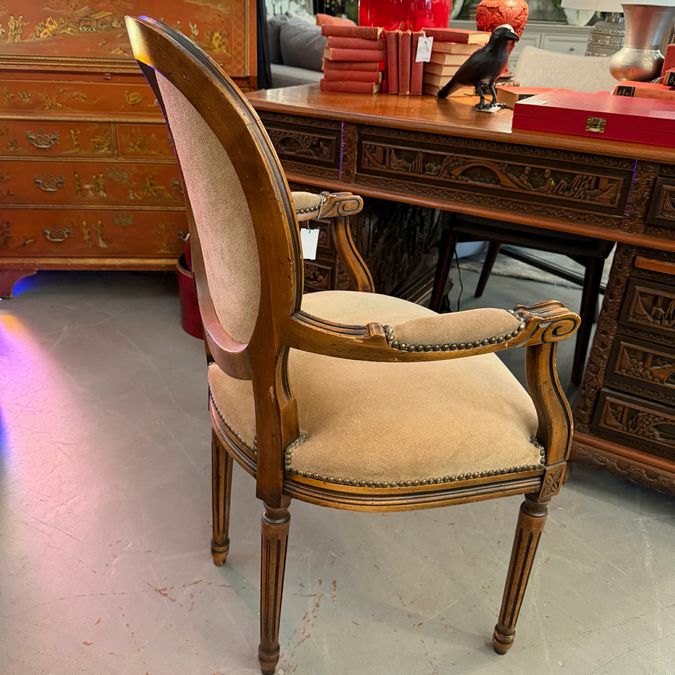 Chateau D'Ax Louis XVI Style Italian Suede Leather Arm Chair 23x22x38