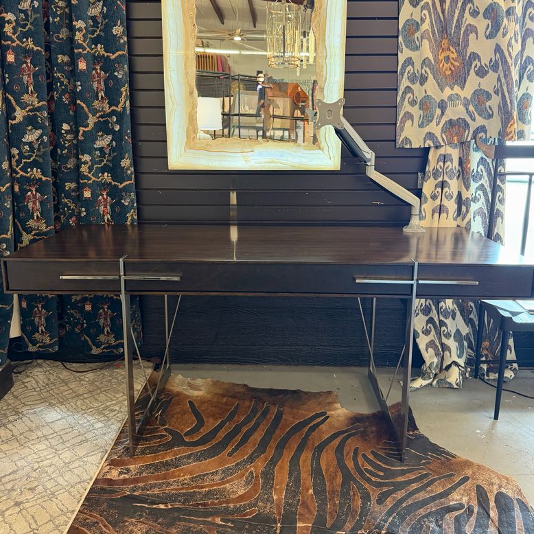 Four Hands Clinton Black Walnut & Leather Desk 72x28x30
