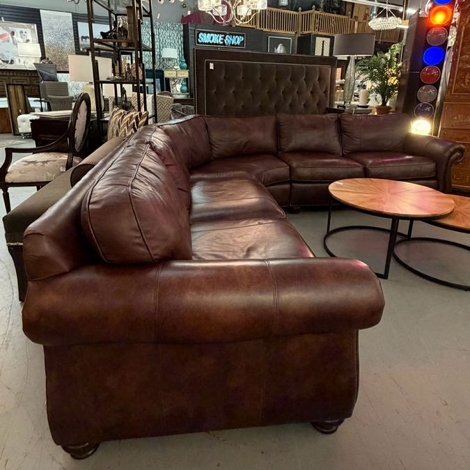 Bernhardt Van Gogh 3-Pc Leather Sectional 168" Diag x 40"D x34"H