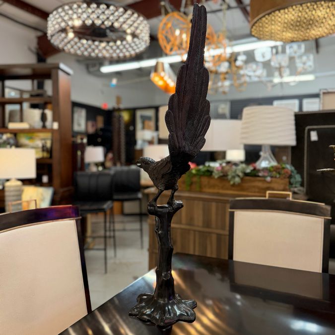 Mid Century French Kulang Bronze Macaw Bird Sculpture 33.5"H