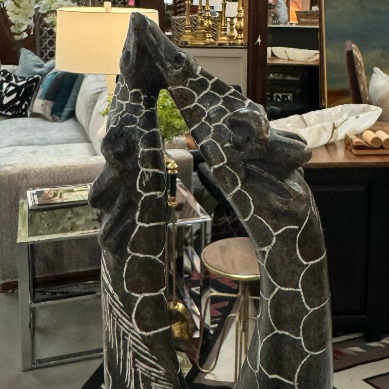 Kissing Giraffe Shona Stone Carving Zimbabwe 12"H