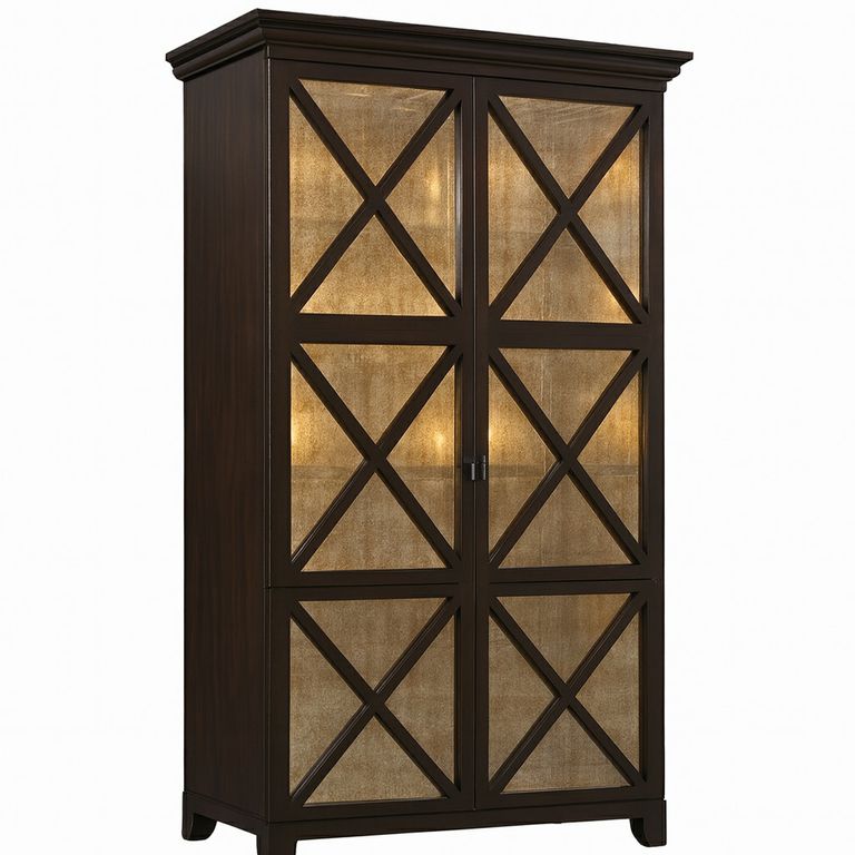 Lillian August 4-Door Mirrored Front Clothing/Storage Armoire 46x26x88.5