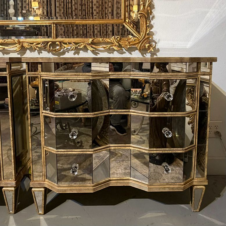 PAIR Hooker Preston Ridge 3-Dwr Mirrored Chests 38.5x18x34