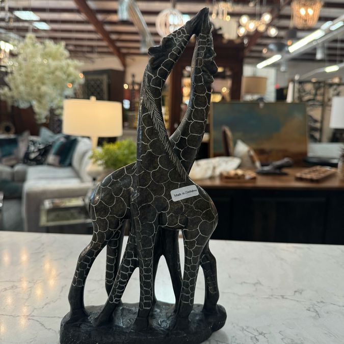 Kissing Giraffe Shona Stone Carving Zimbabwe 12"H