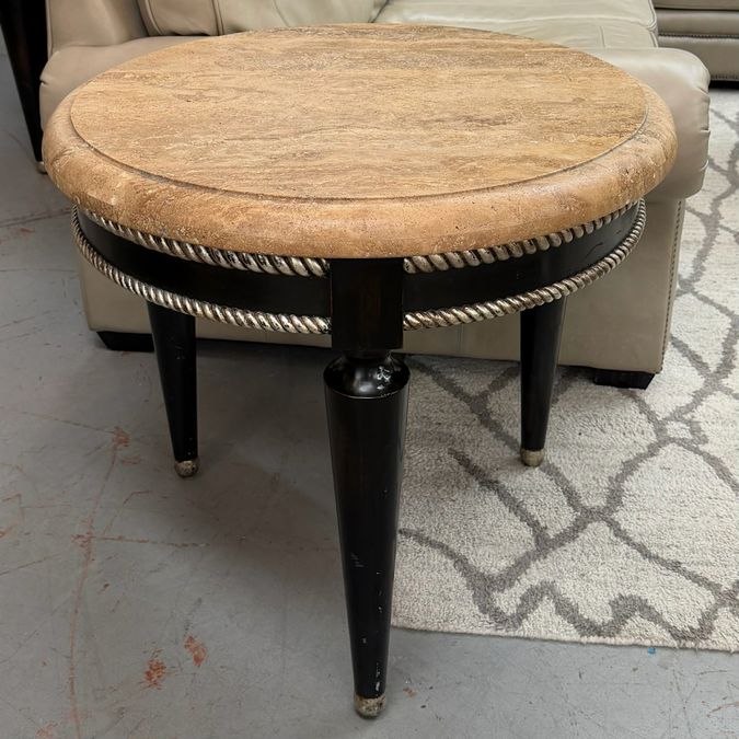 Swaim Round Stone Top Side Table 32x32x28