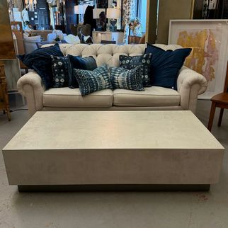 Ethan Allen Braemore Plinth Base Alabaster Coffee Table 60x30x15 SPECIAL SALE