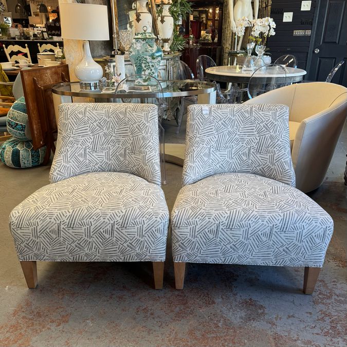 PAIR Mitchell Gold Geometric Slipper Chairs 29x29x31.5 FINAL SALE