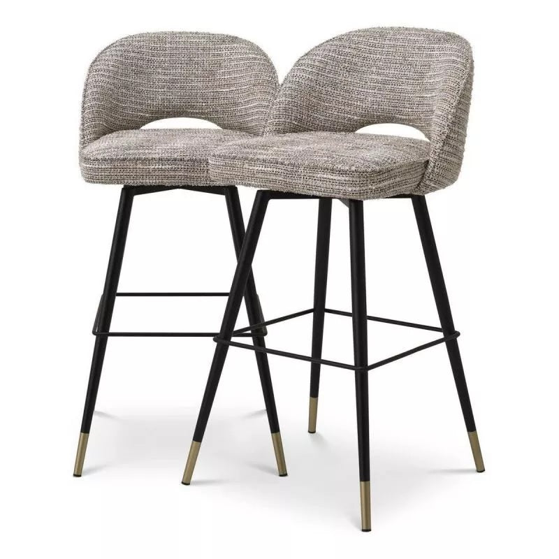 SET/2 Eichholtz Mademoiselle Cliff Beige Swivel Barstools 20x20x40 NEW