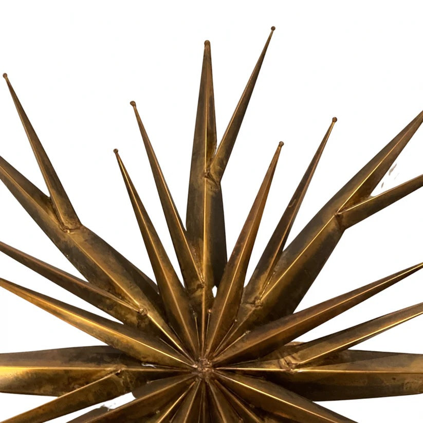 Vintage Hand-Crafted Brutalist Starburst Brass Wall Sculpture 52"Dia.