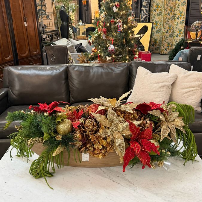 XL Custom Christmas Table Decor in Metal Container 40"L