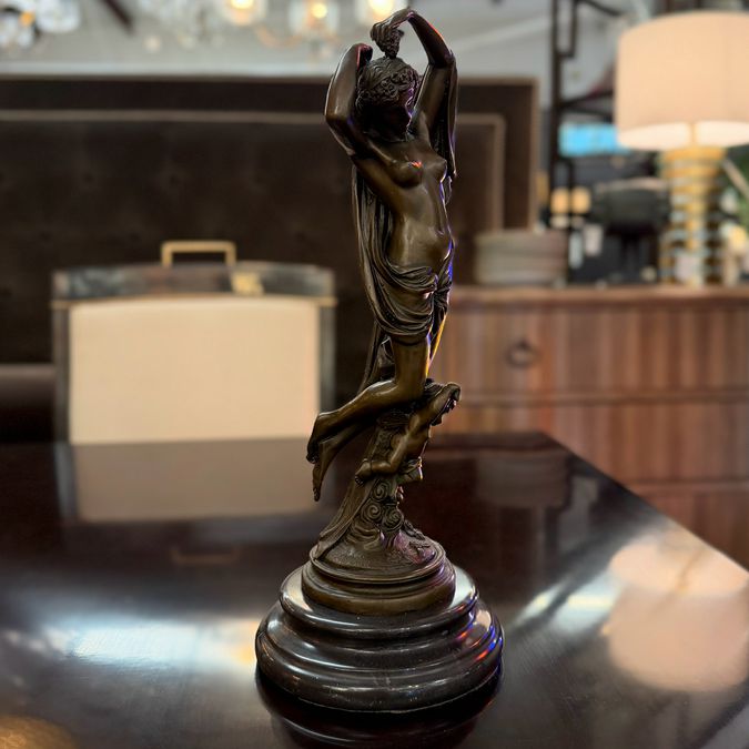 Bronze Nude W/Angel Bronze Statue by Moreau 15"H