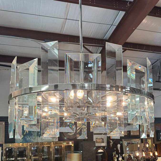 Frederick Raymond Odette 9-Lt Polished Nickel Chandelier 30x30x19.25