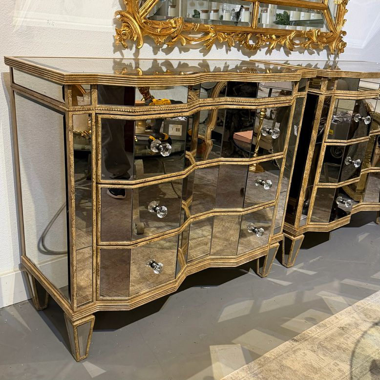 PAIR Hooker Preston Ridge 3-Dwr Mirrored Chests 38.5x18x34