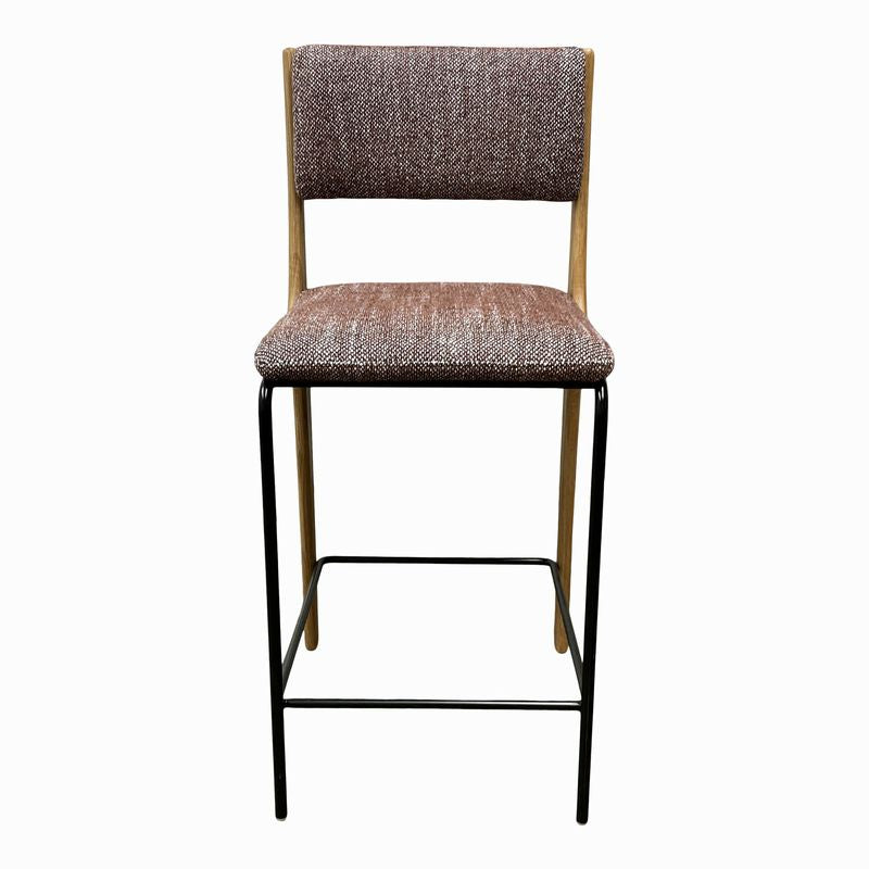 PAIR Crate & Barrel Raaf Burgundy Barstools 18X21.25X38.25 (Seat: 25.5)