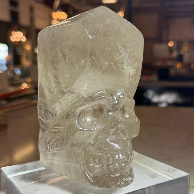 Clear Quartz Crystal Skull 5.5"H