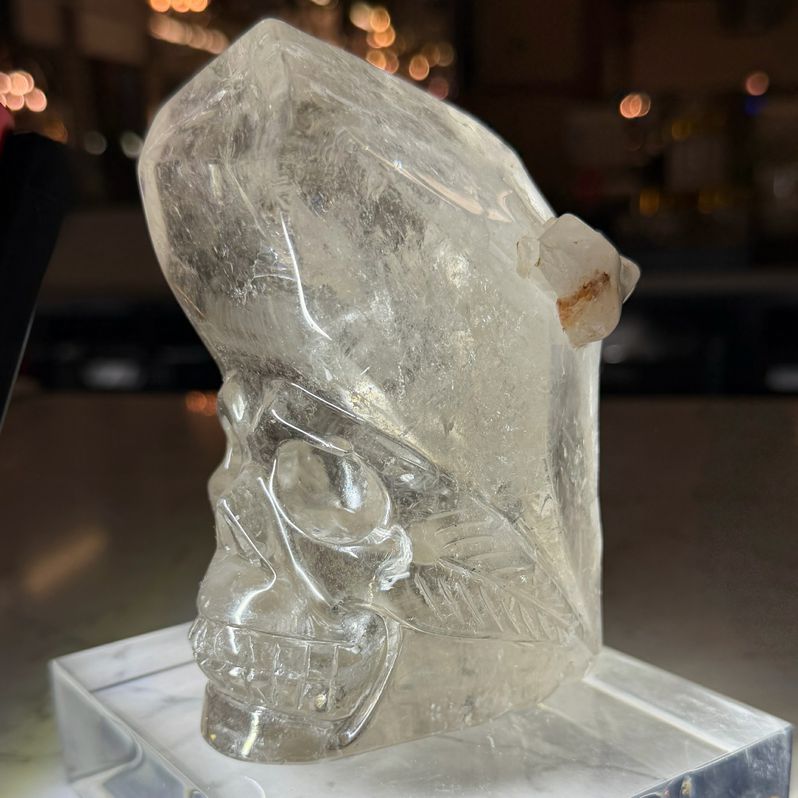 Clear Quartz Crystal Skull 5.5"H